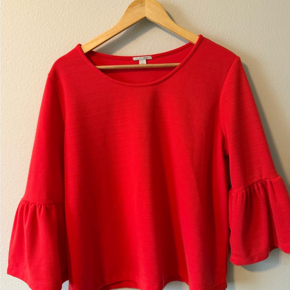 Halogen Vibrant Red Bell Sleeve Blouse